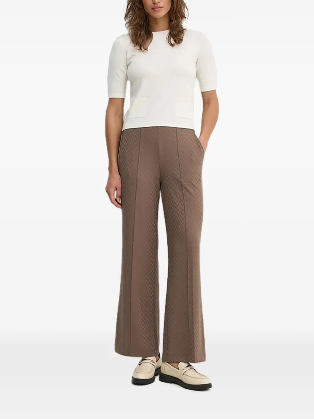Mos Mosh Broek met visgraatpatroon Bruin
