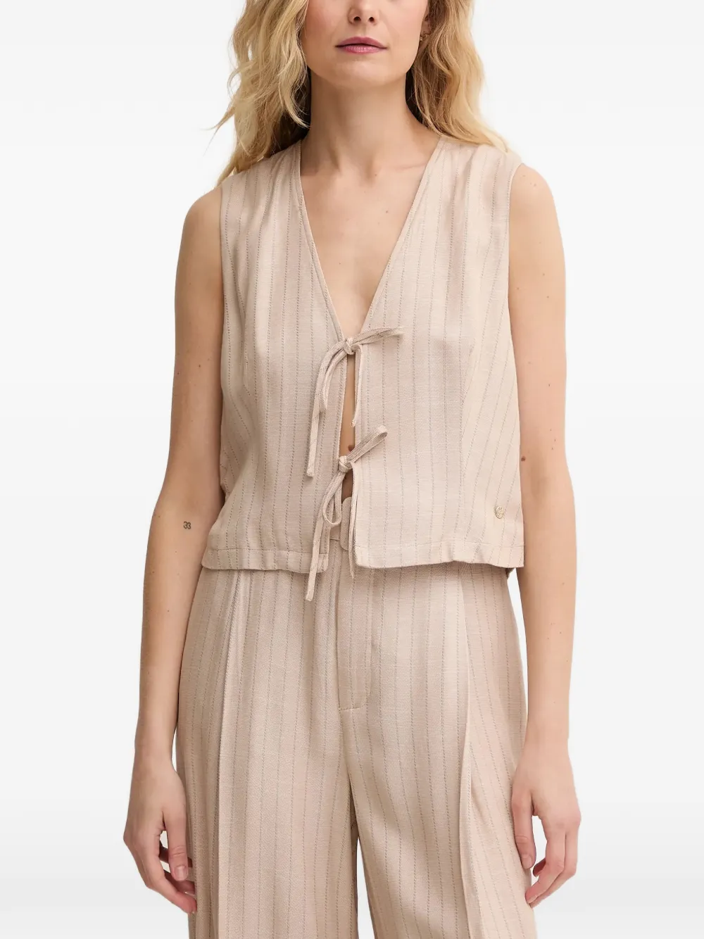 Mos Mosh Striped V-neck Vest In Multi