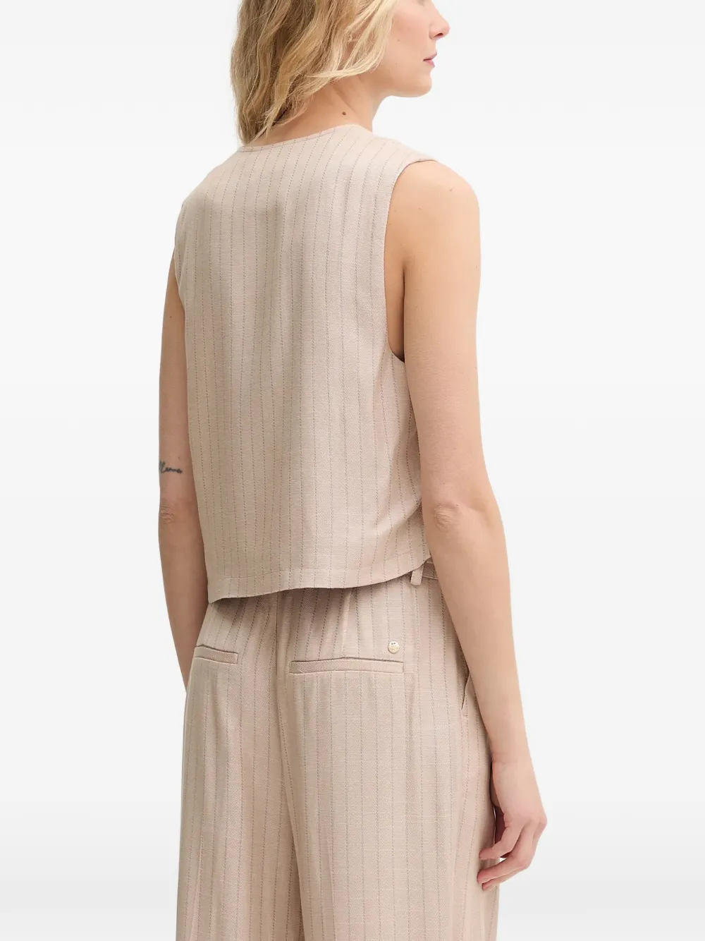Mos Mosh MMElva Inah striped V-neck vest Beige