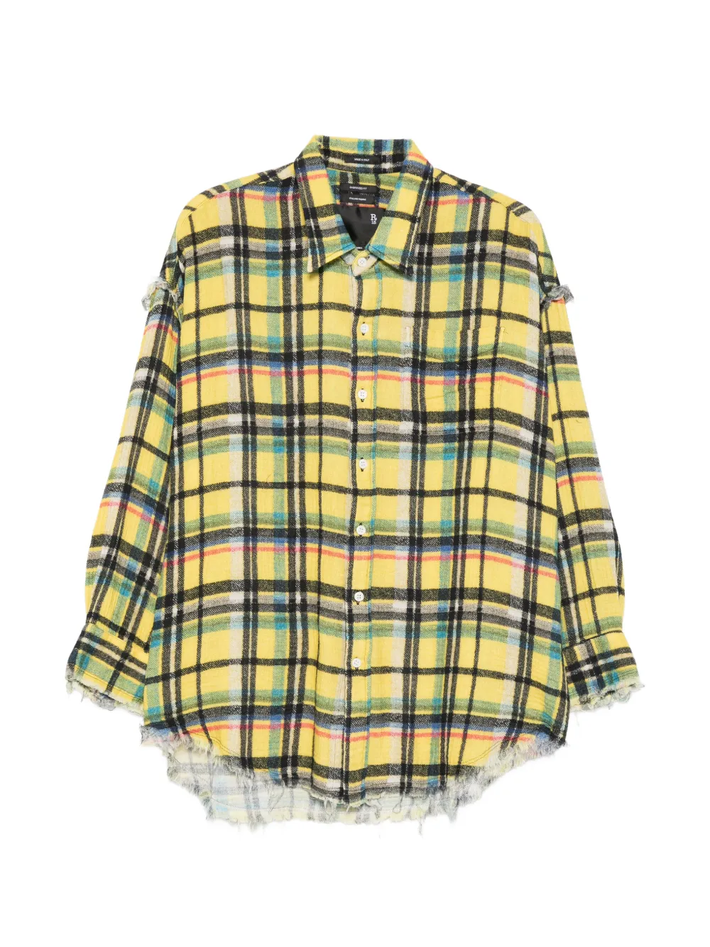 R13 fringed checked shirt - Giallo