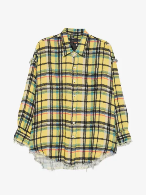 R13 fringed checked shirt