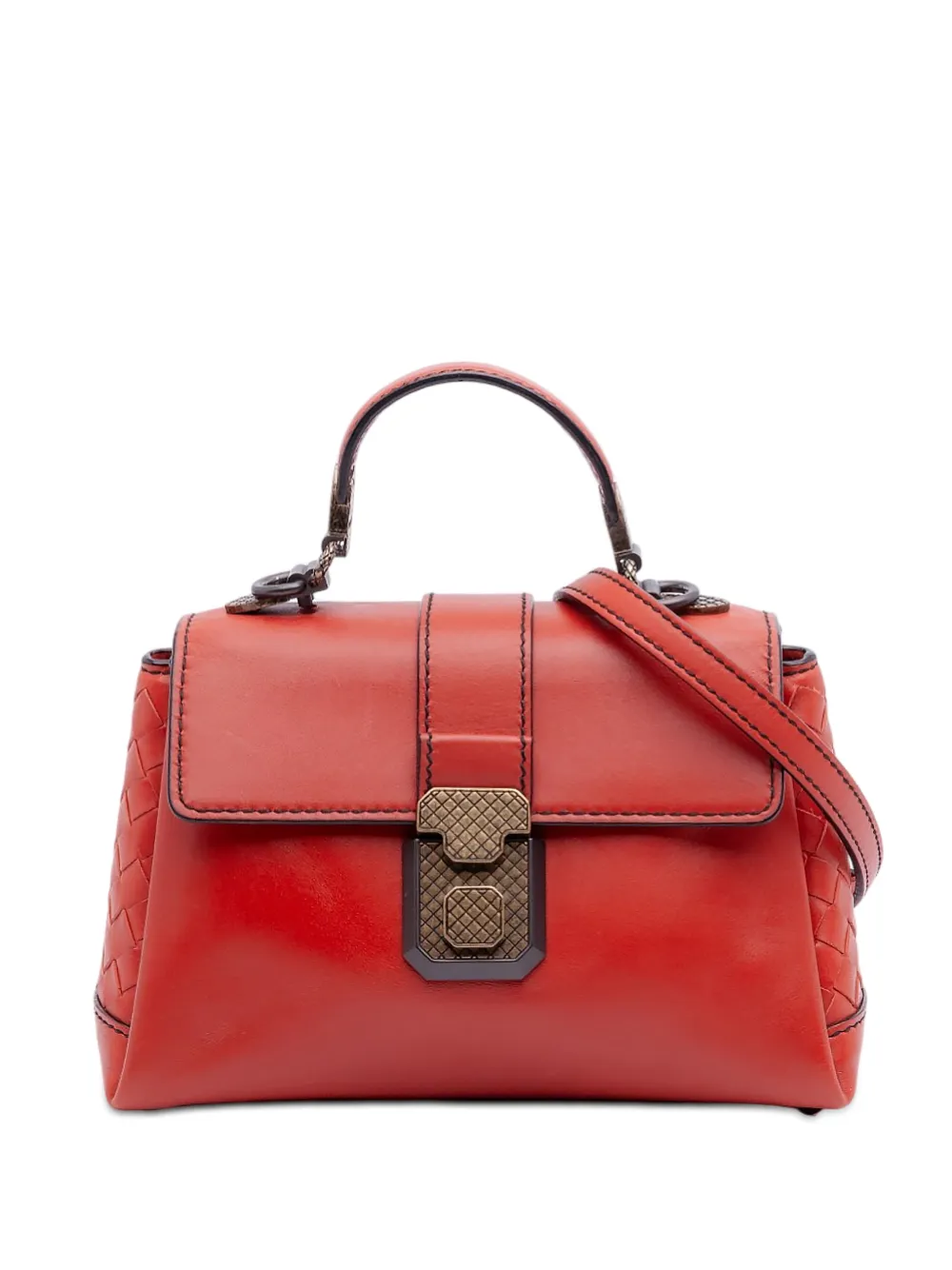 Bottega Veneta Pre-Owned 2010-2025 Mini Intrecciato Trimmed Nappa Piazza Top Handle satchel - Orange