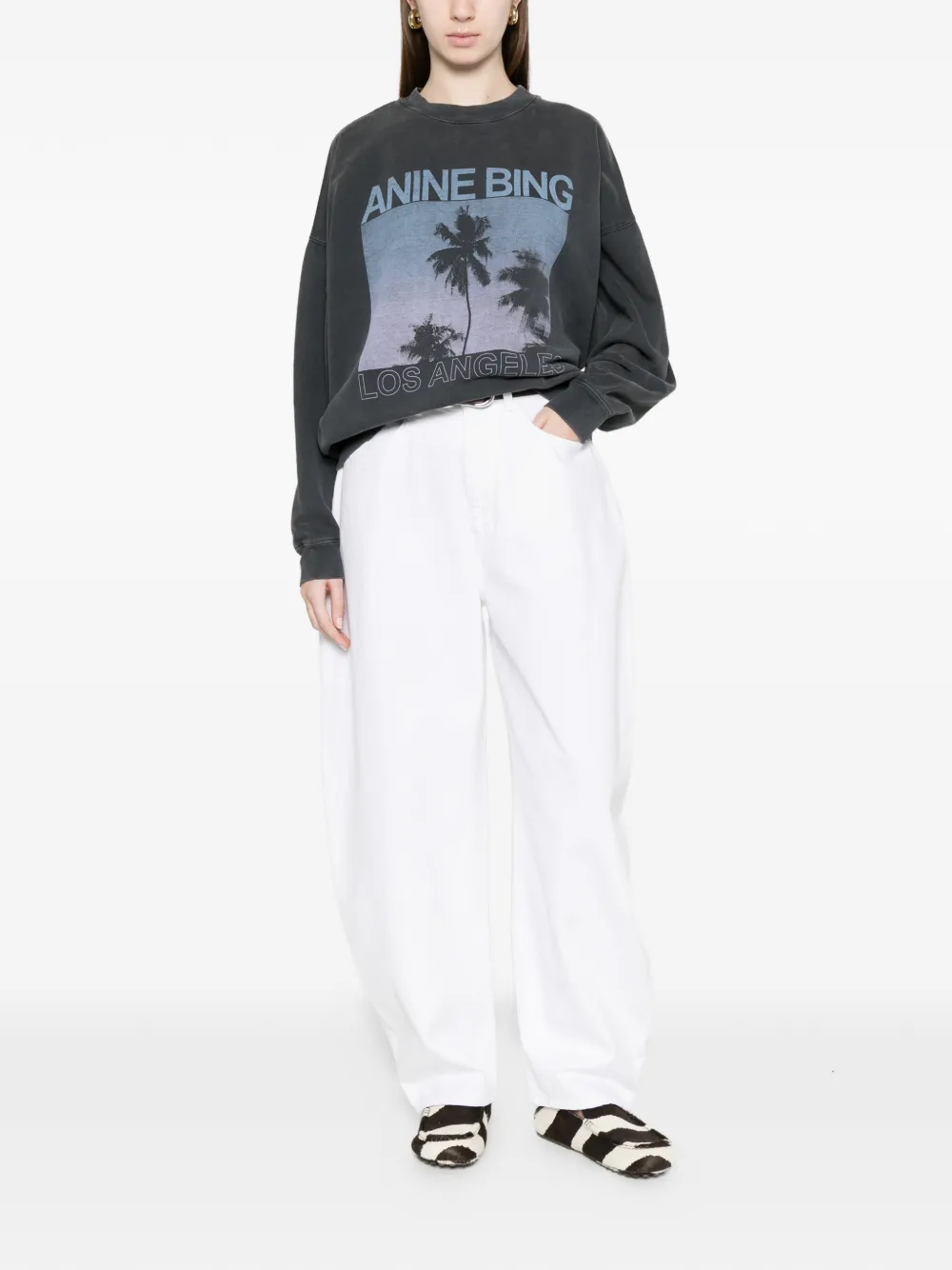 ANINE BING Miles sweater met gewassen grijs