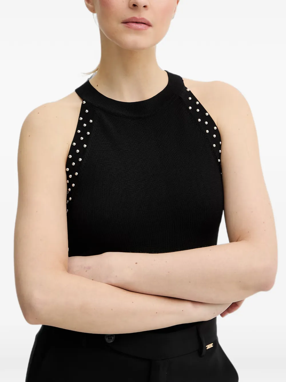 FRACOMINA Tanktop met halternek en studs Zwart
