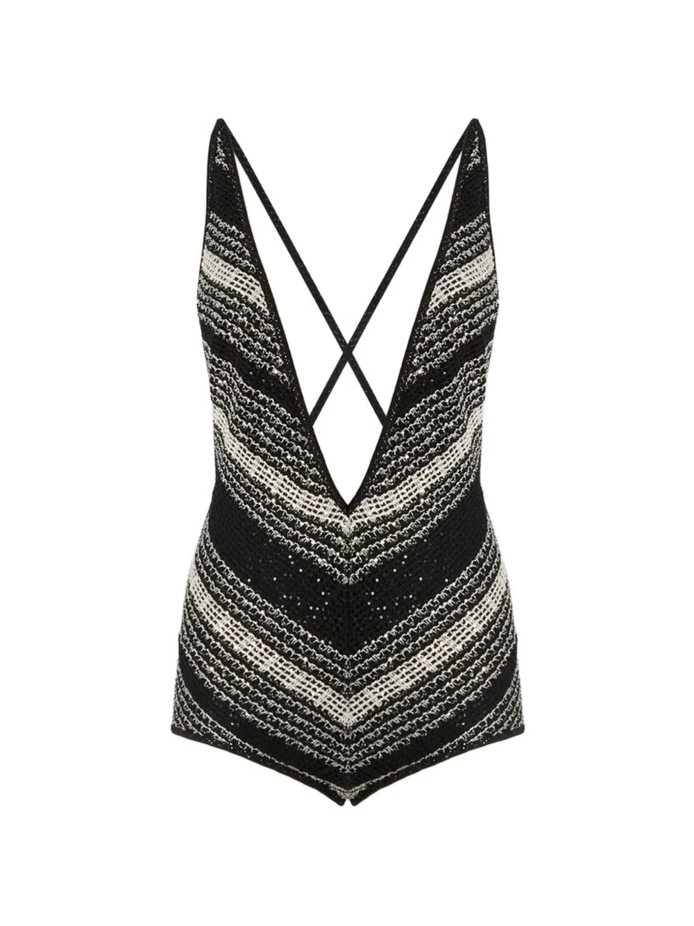 Missoni Badpak verfraaid met pailletten en zigzag patroon Zwart