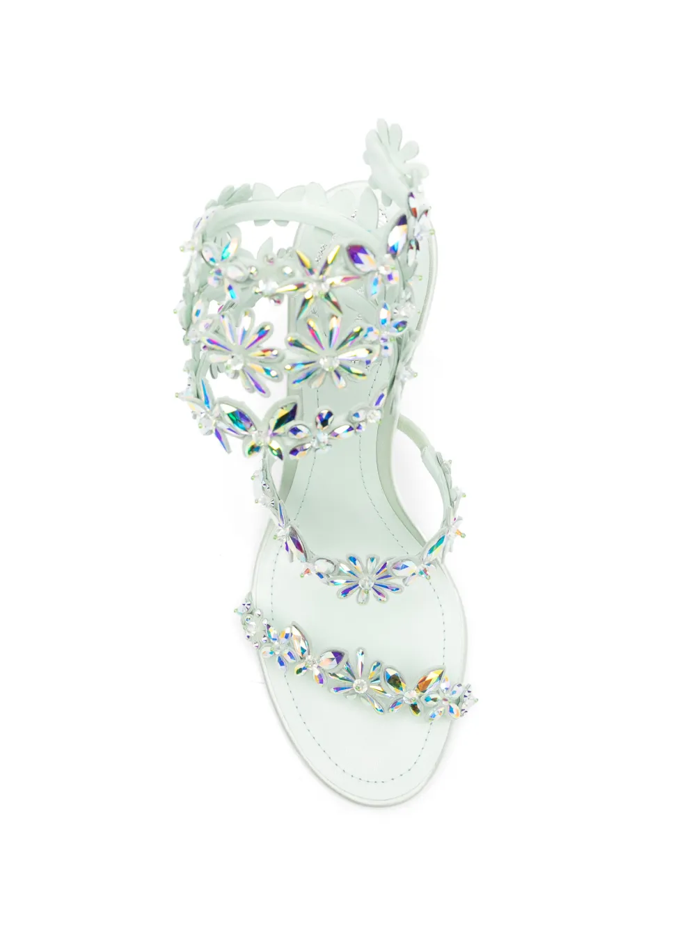 René Caovilla floral-embellished heeled sandals Groen