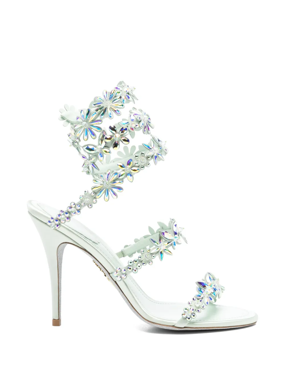René Caovilla floral-embellished heeled sandals Groen
