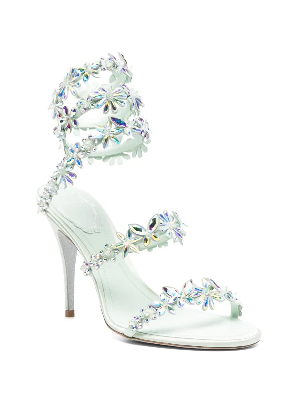 René Caovilla floral-embellished heeled sandals Groen