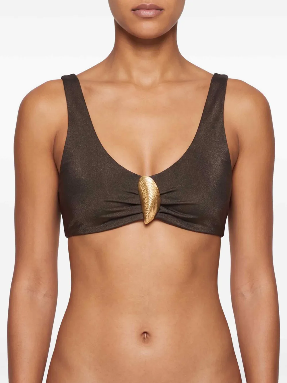 SIMKHAI Bikini met blad-detail Bruin