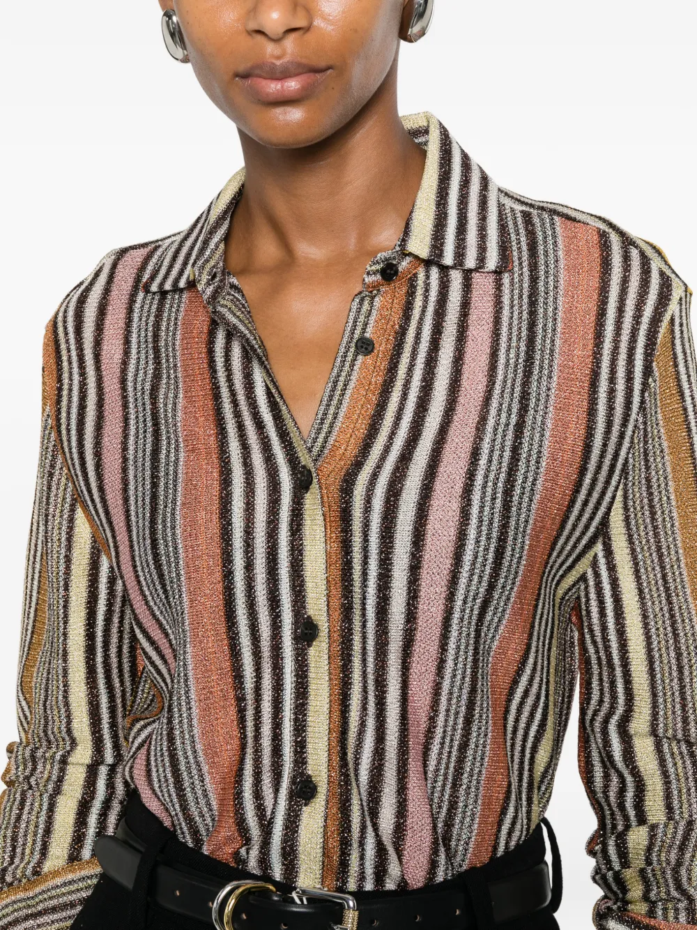 Missoni Gestreepte metallic blouse Bruin