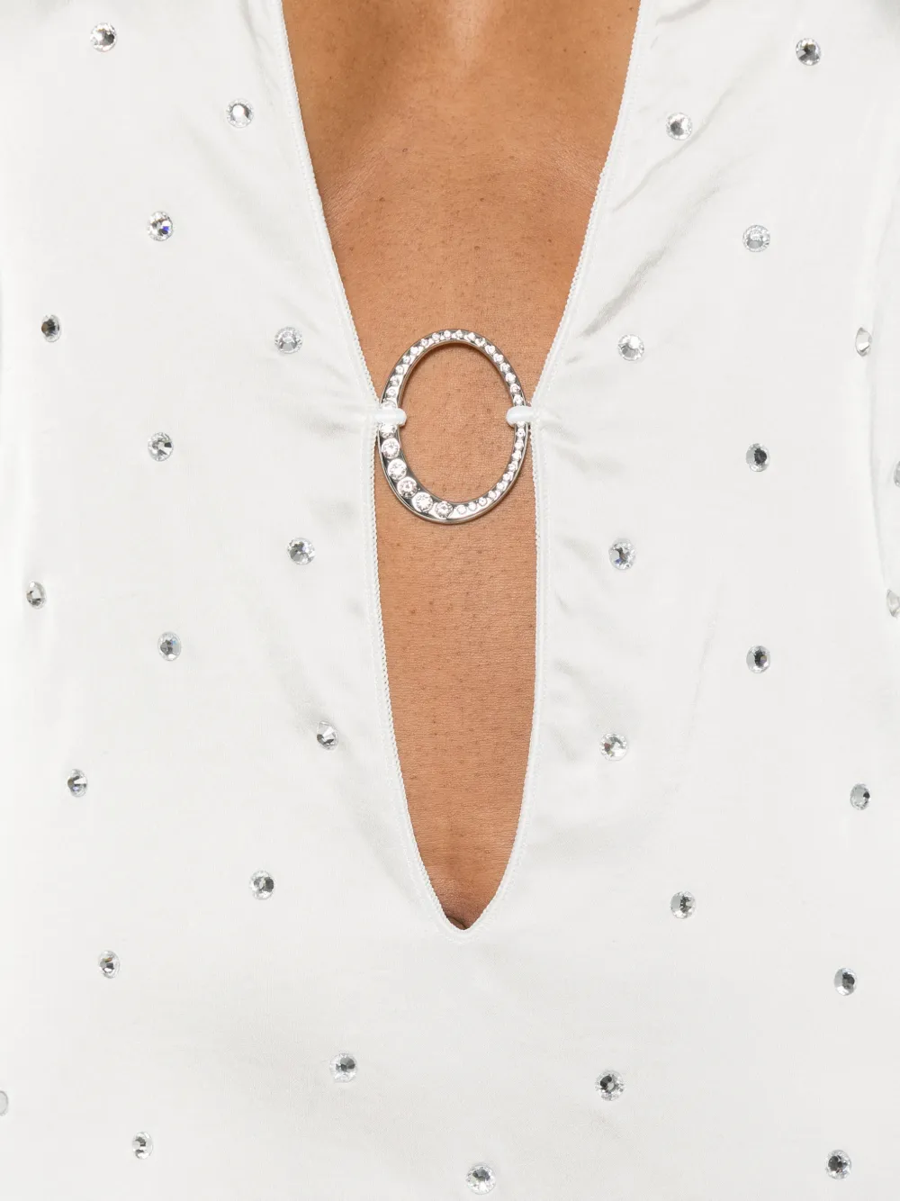 Oséree Mini-jurk verfraaid met kristallen en ring-detail Wit