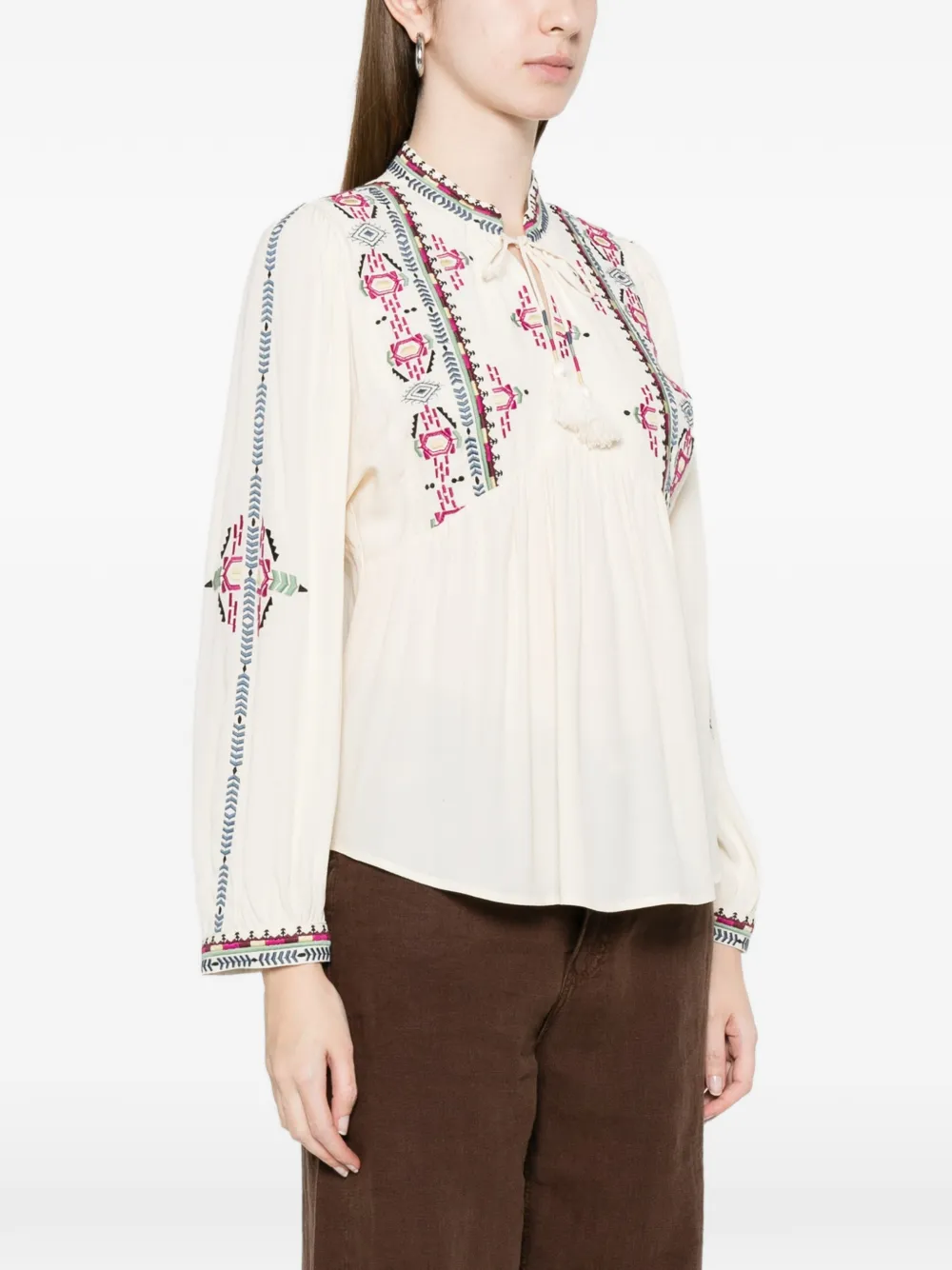  Ba&sh Blusa Bordada Con Borlas - Neutro 