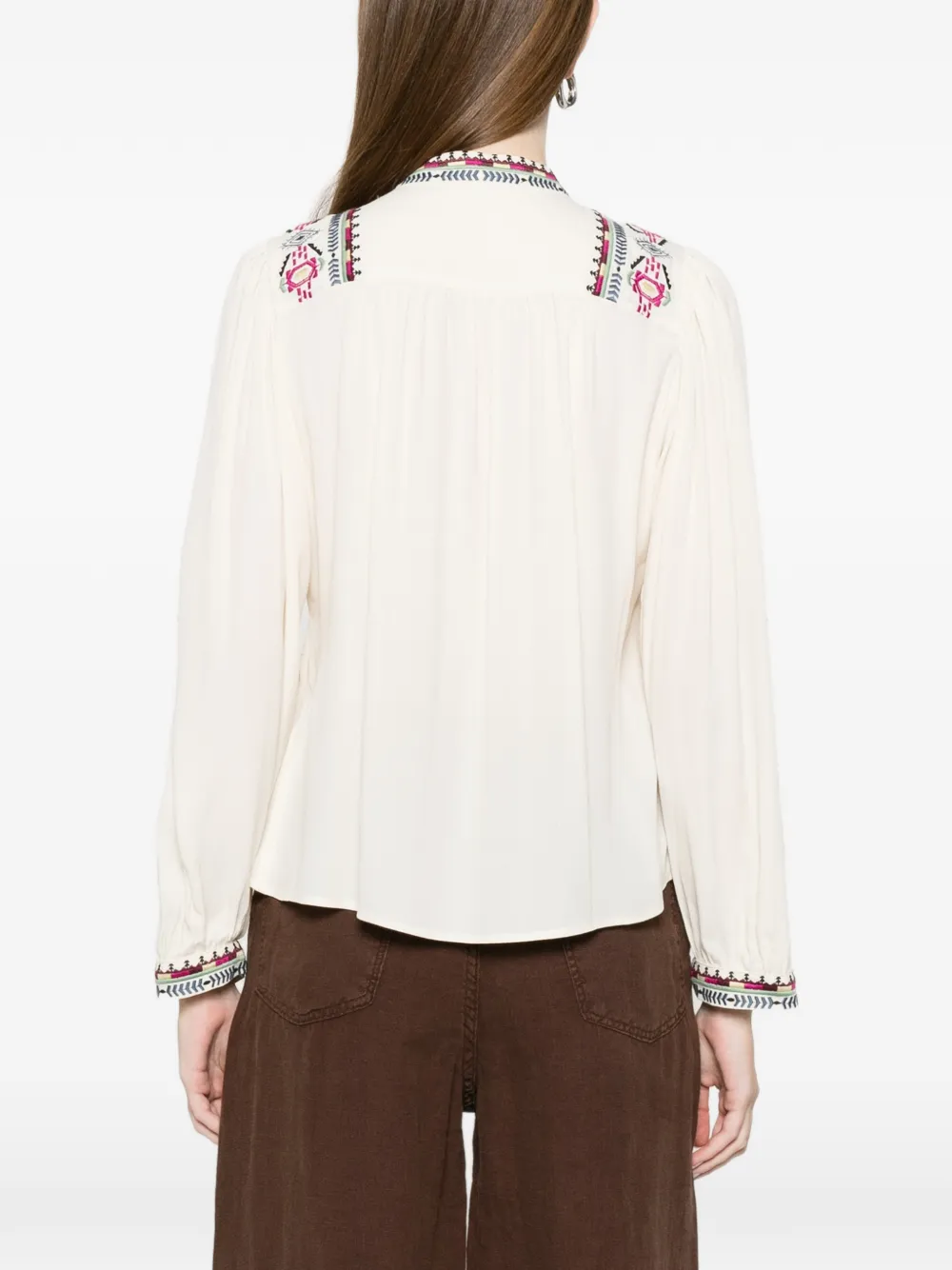 Ba&Sh Blouse met kwastje en borduurwerk Beige