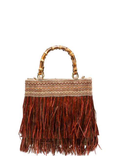 la milanesa medium Calla fringe bamboo handle tote bag
