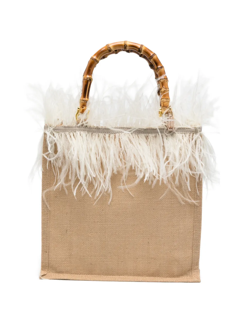 la milanesa medium Violetta feather bamboo-handle tote bag - Toni neutri