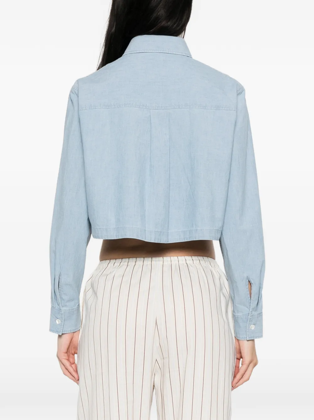 Maison Kitsuné Cropped blouse met borduurwerk Blauw