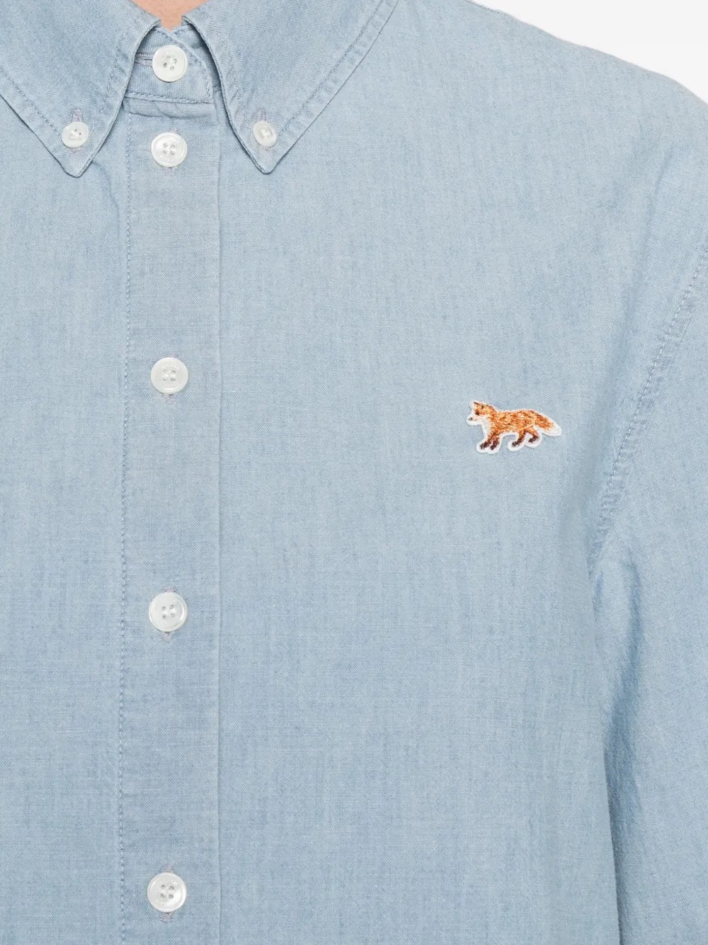 Maison Kitsuné Cropped blouse met borduurwerk Blauw