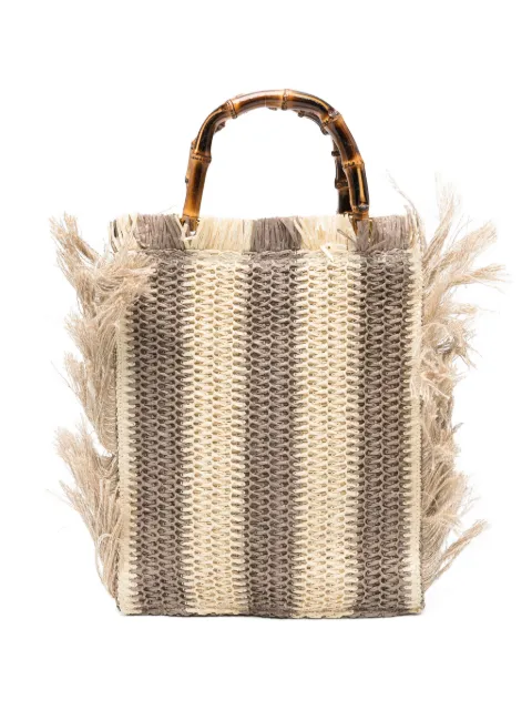 la milanesa Lilium fringed bamboo-handle tote bag
