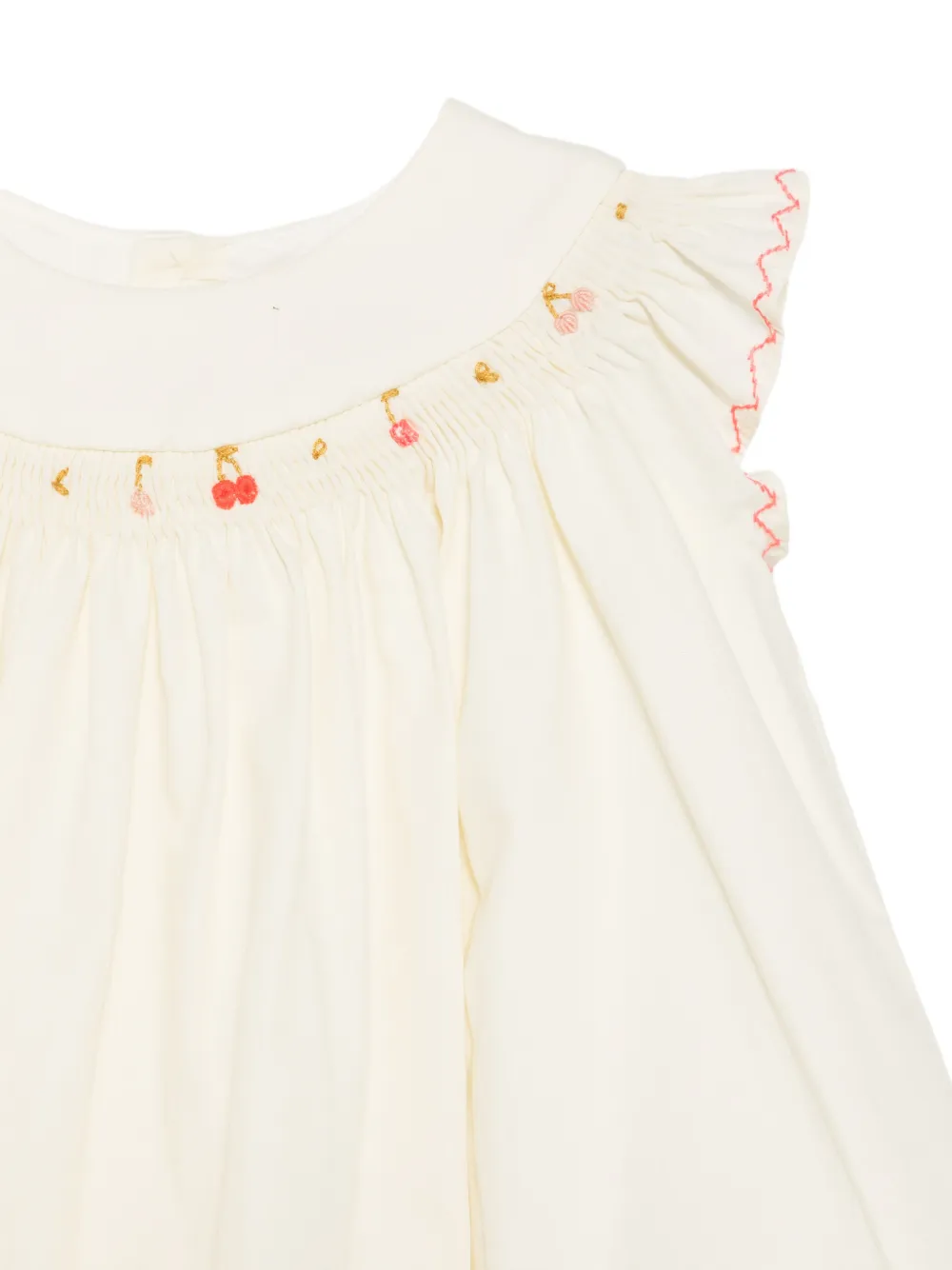  Bonpoint Ruffled Embroidered Dress - Neutrals 