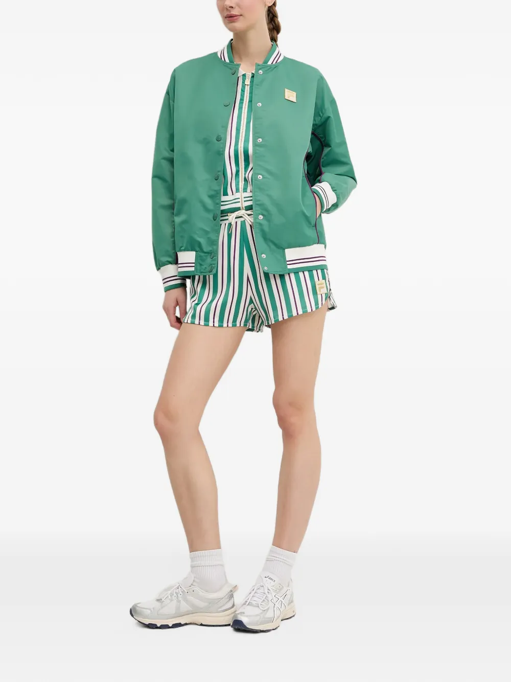 Fila Lassance striped cropped full-zip shirt Groen