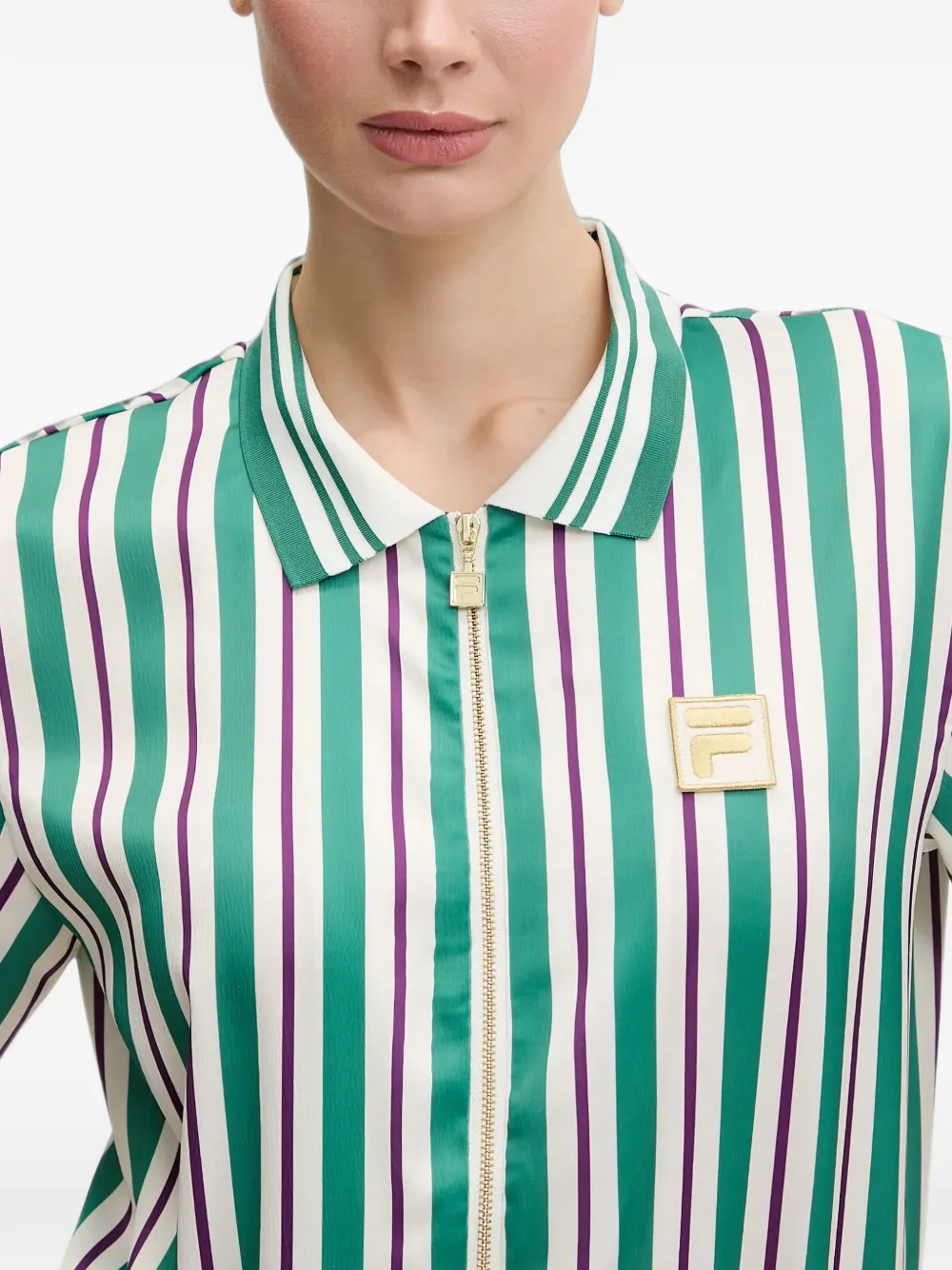 Fila Lassance striped cropped full-zip shirt Groen