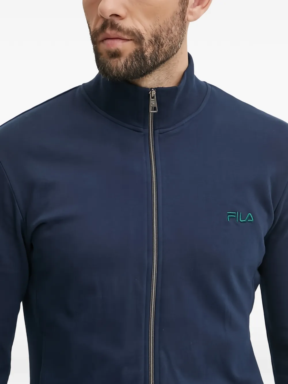 Fila Sweater met ronde hoge hals en rits Blauw