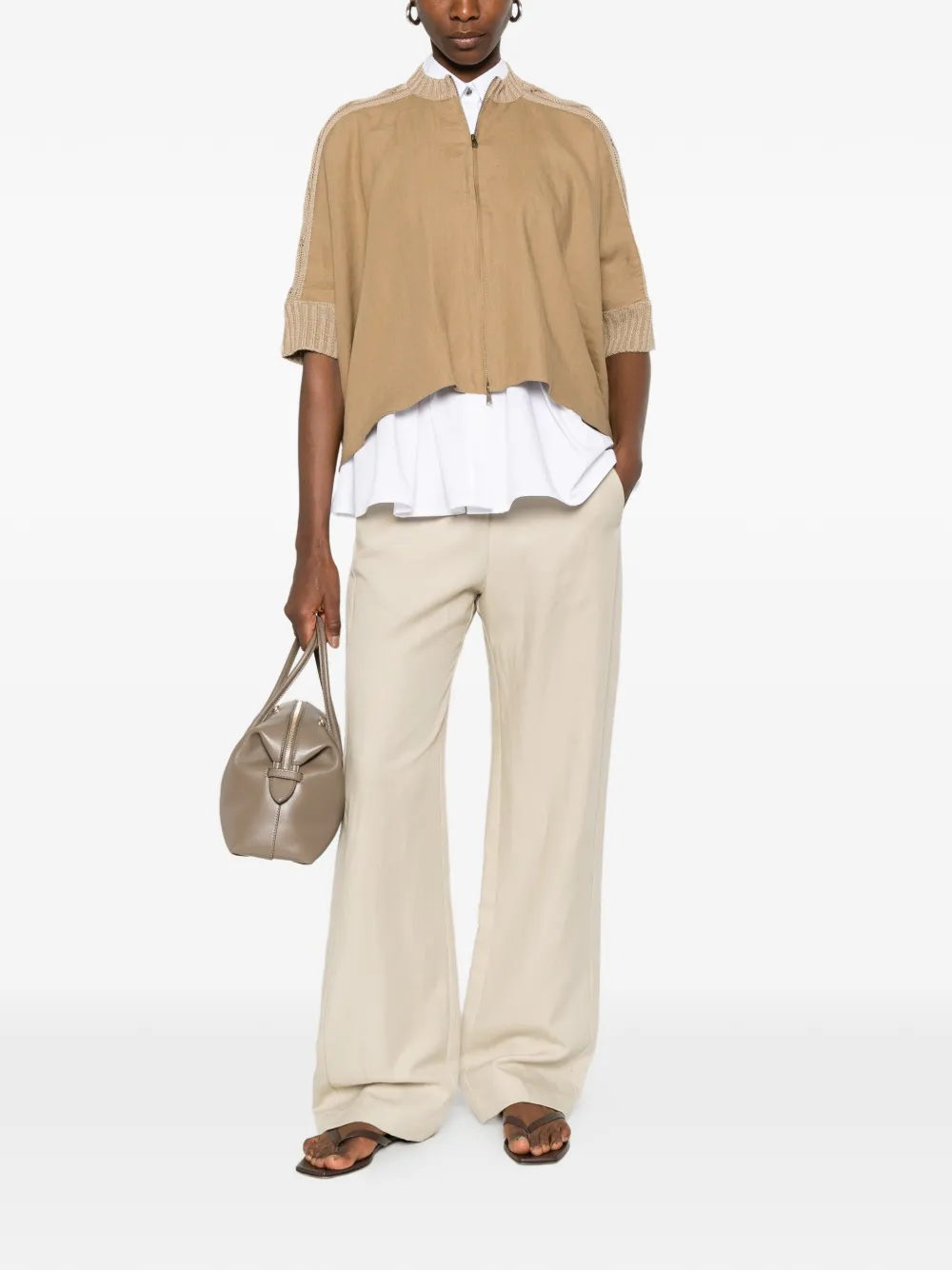  Max Mara Miresia Knitted Zip Cardigan - Neutrals 