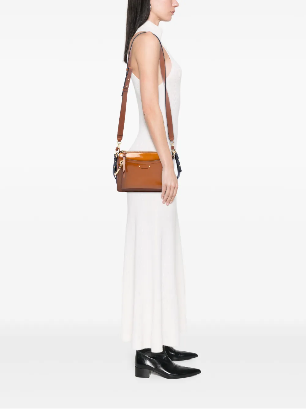  Chloé Pre-owned 2018 Small Patent Roy Satchel - Brown 