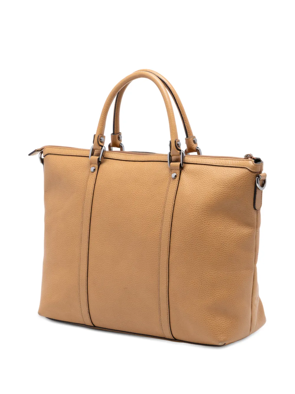 Gucci Pre-owned 2016-2025 Leather GG Charm Satchel in Brown, view 3