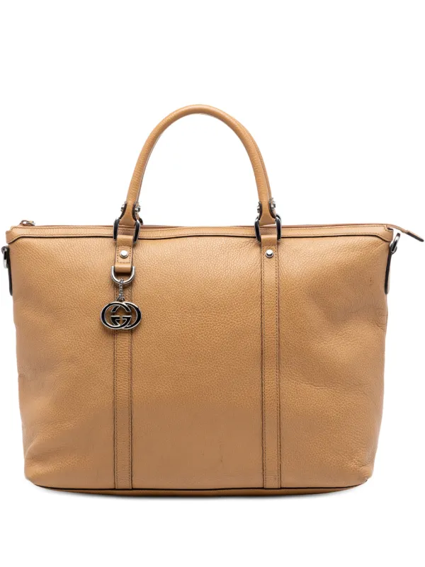 Gucci Pre-owned 2016-2025 Leather GG Charm Satchel in Brown