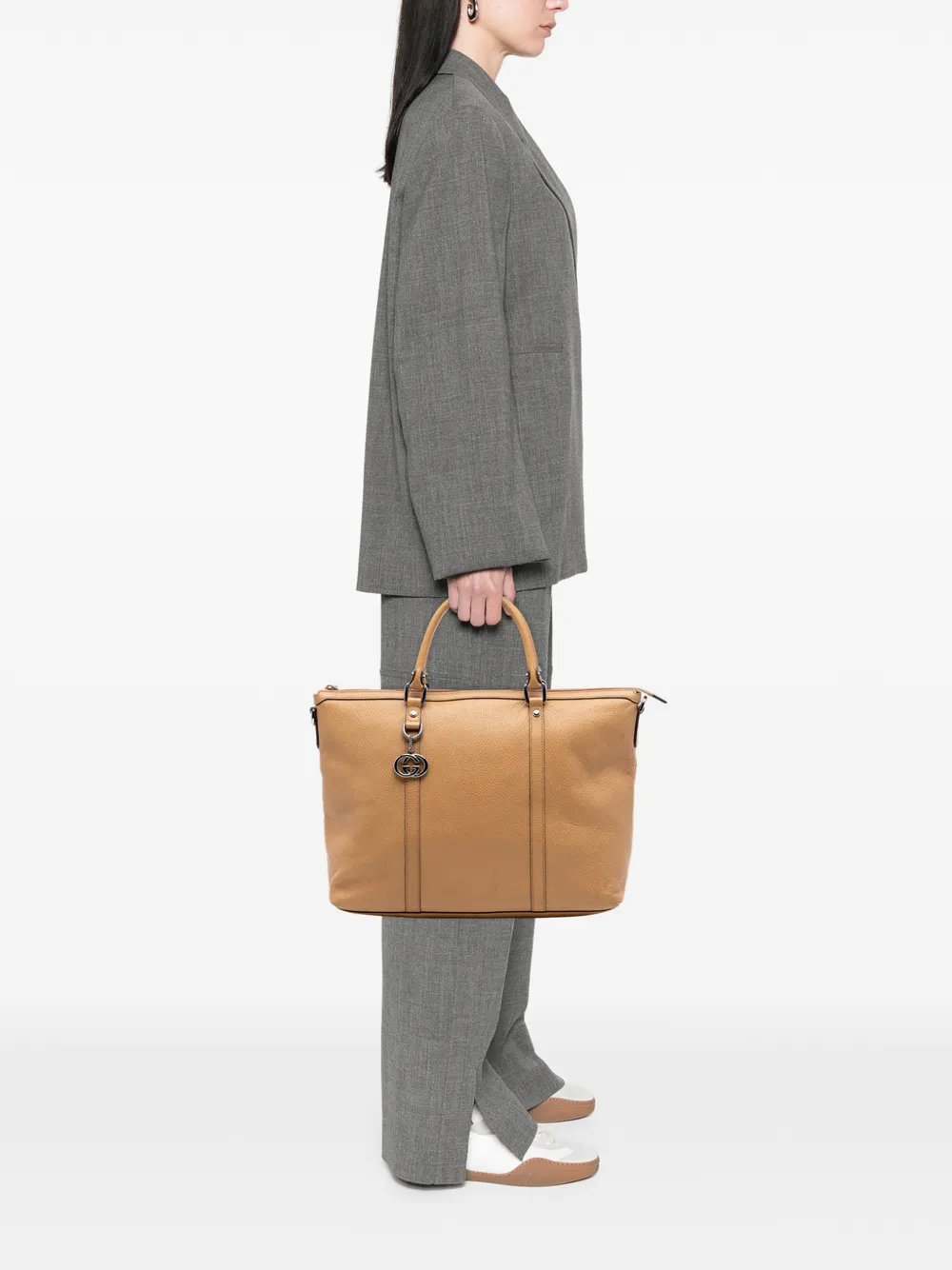 Gucci Pre-owned 2016-2025 Leather GG Charm Satchel in Brown, view 2