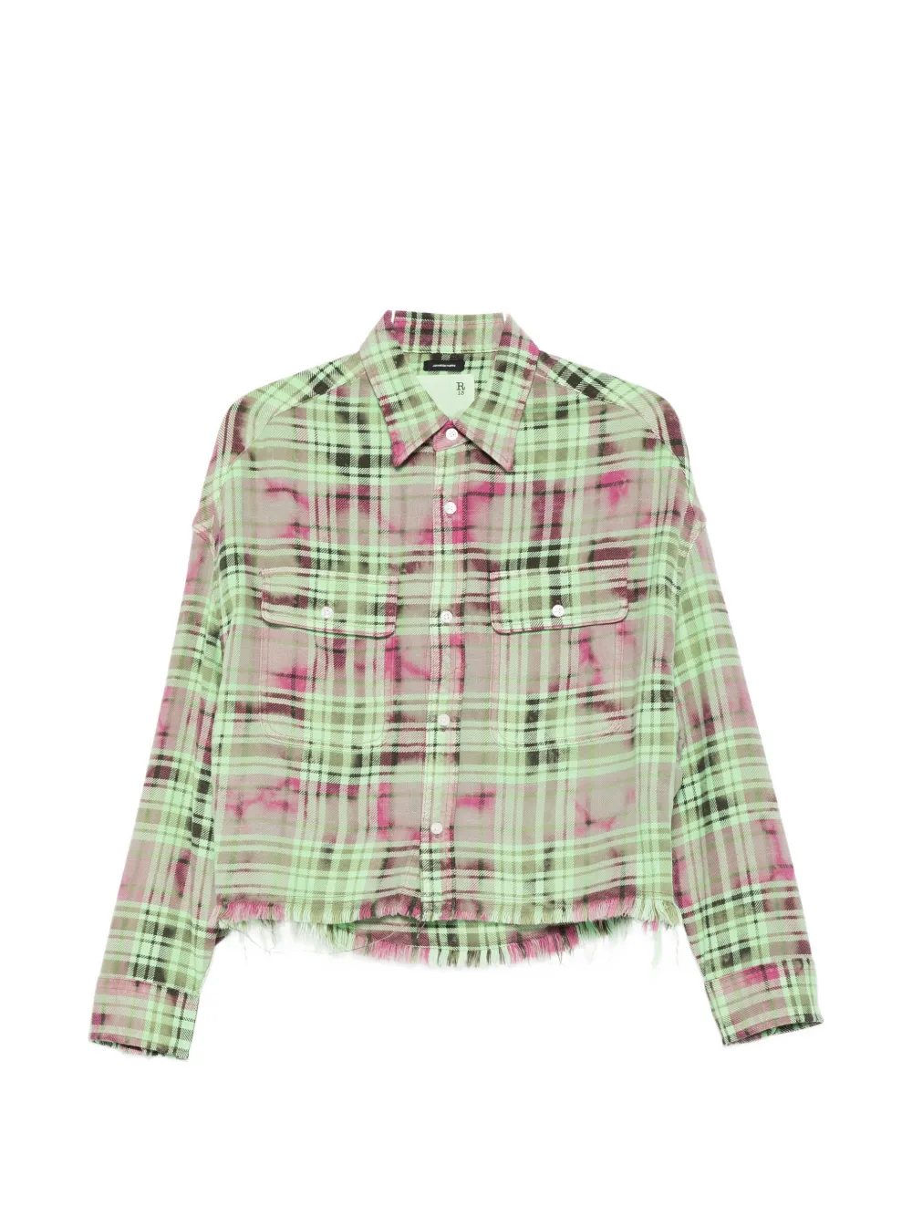 R13 plaid frayed shirt - Green