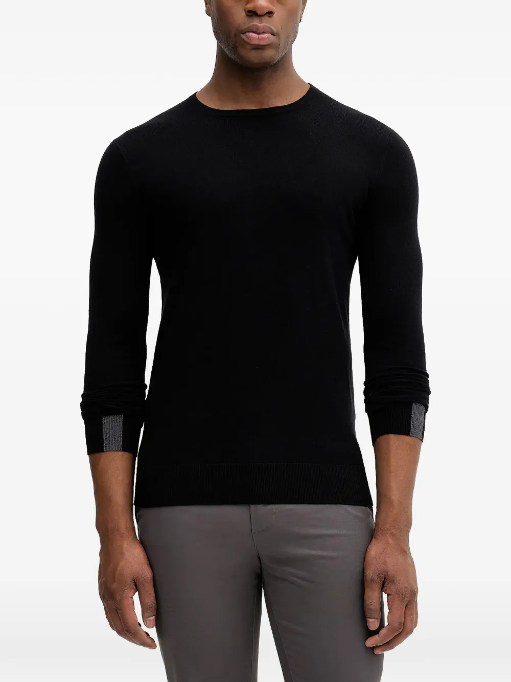 Mos Mosh Cuff-trim Knitted Sweater In Black