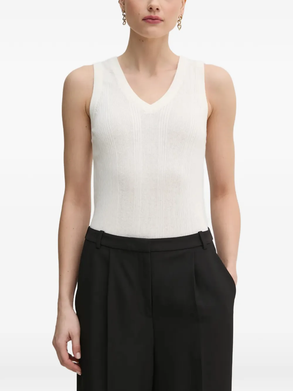 Mos Mosh V-neck Rib Knitwear In Neutral