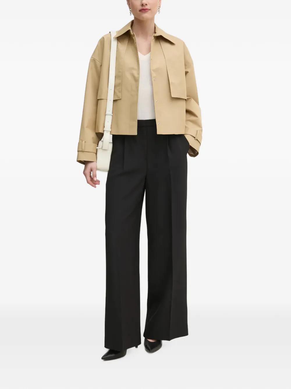 Mos Mosh Ribgebreide trui met V-hals Beige