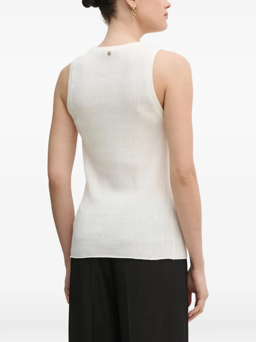 Mos Mosh Ribgebreide trui met V-hals Beige