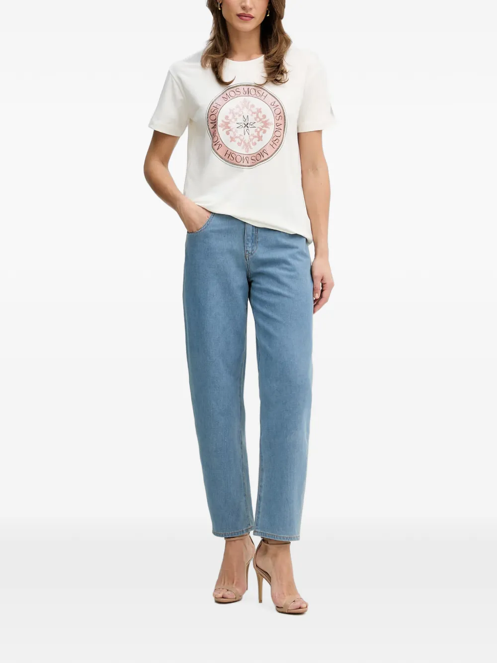 Mos Mosh Judd T-shirt met logodetail Wit