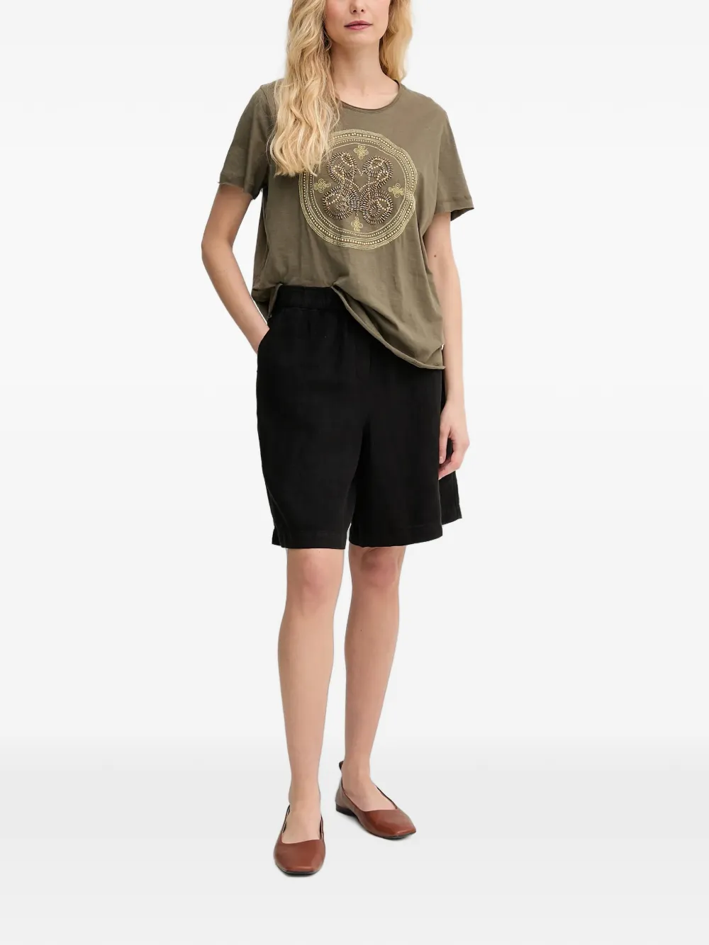 Mos Mosh T-shirt met kralenprint Groen