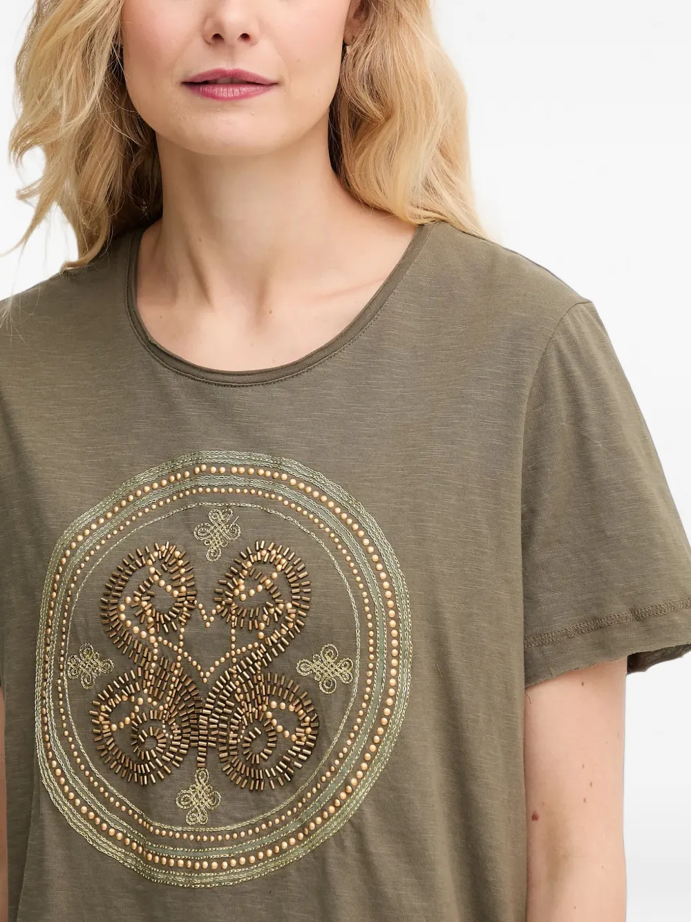 Mos Mosh T-shirt met kralenprint Groen
