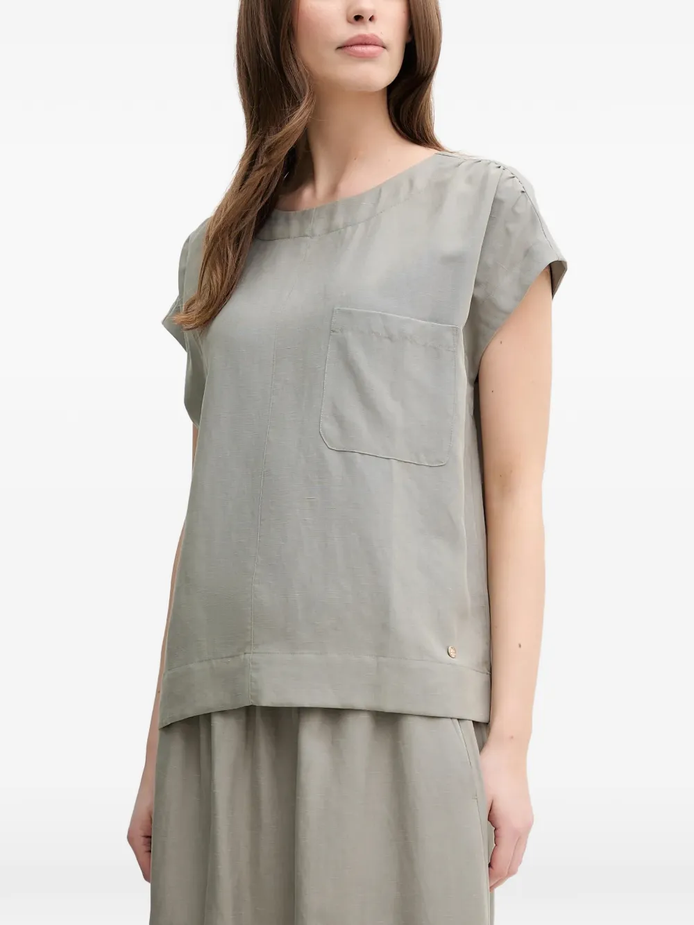 Mos Mosh Pocket Detail Top In Gray