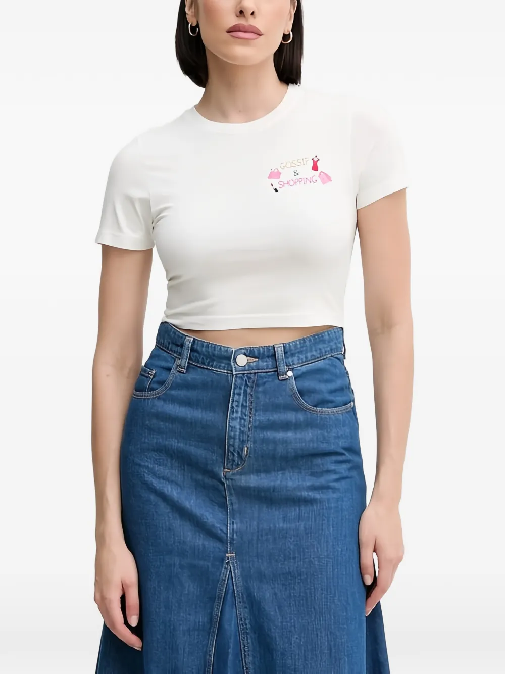 MC2 Saint Barth Cropped T-shirt met geborduurd detail Wit