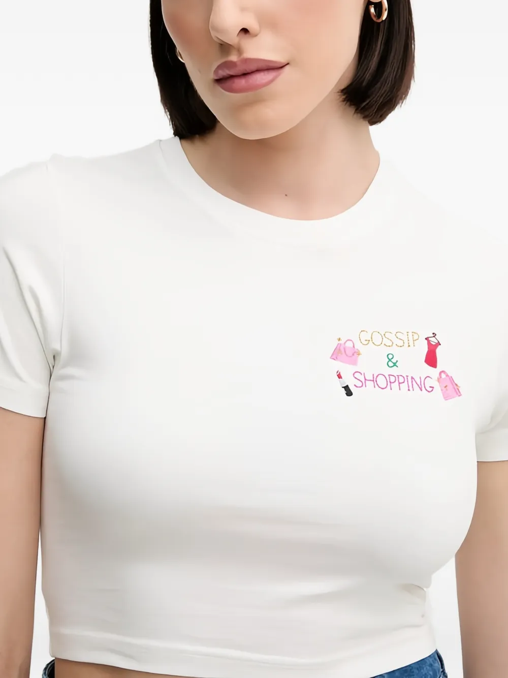 MC2 Saint Barth Cropped T-shirt met geborduurd detail Wit