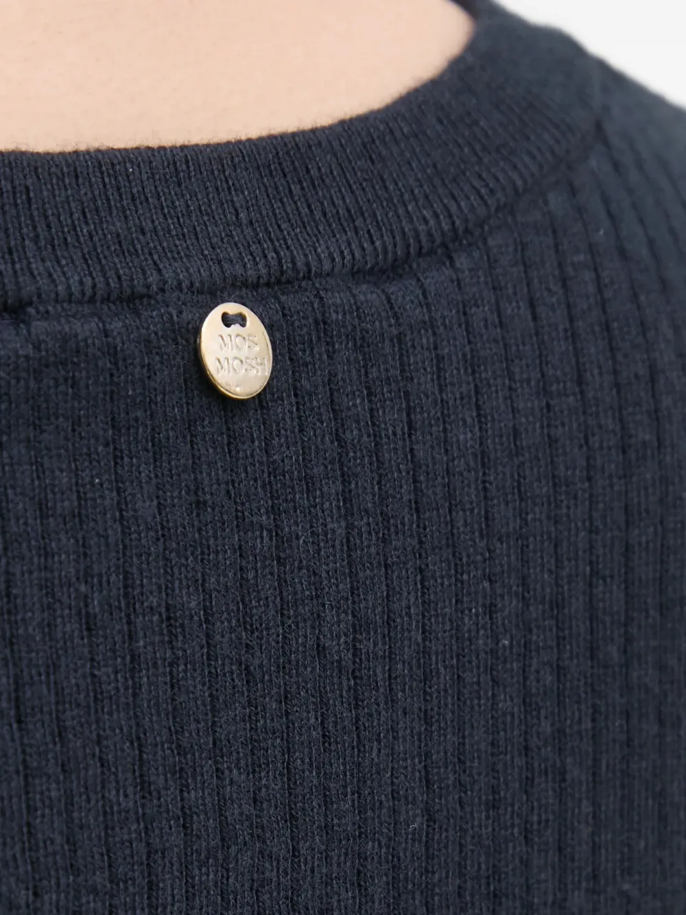 Mos Mosh Geribbelde top met V-hals Blauw