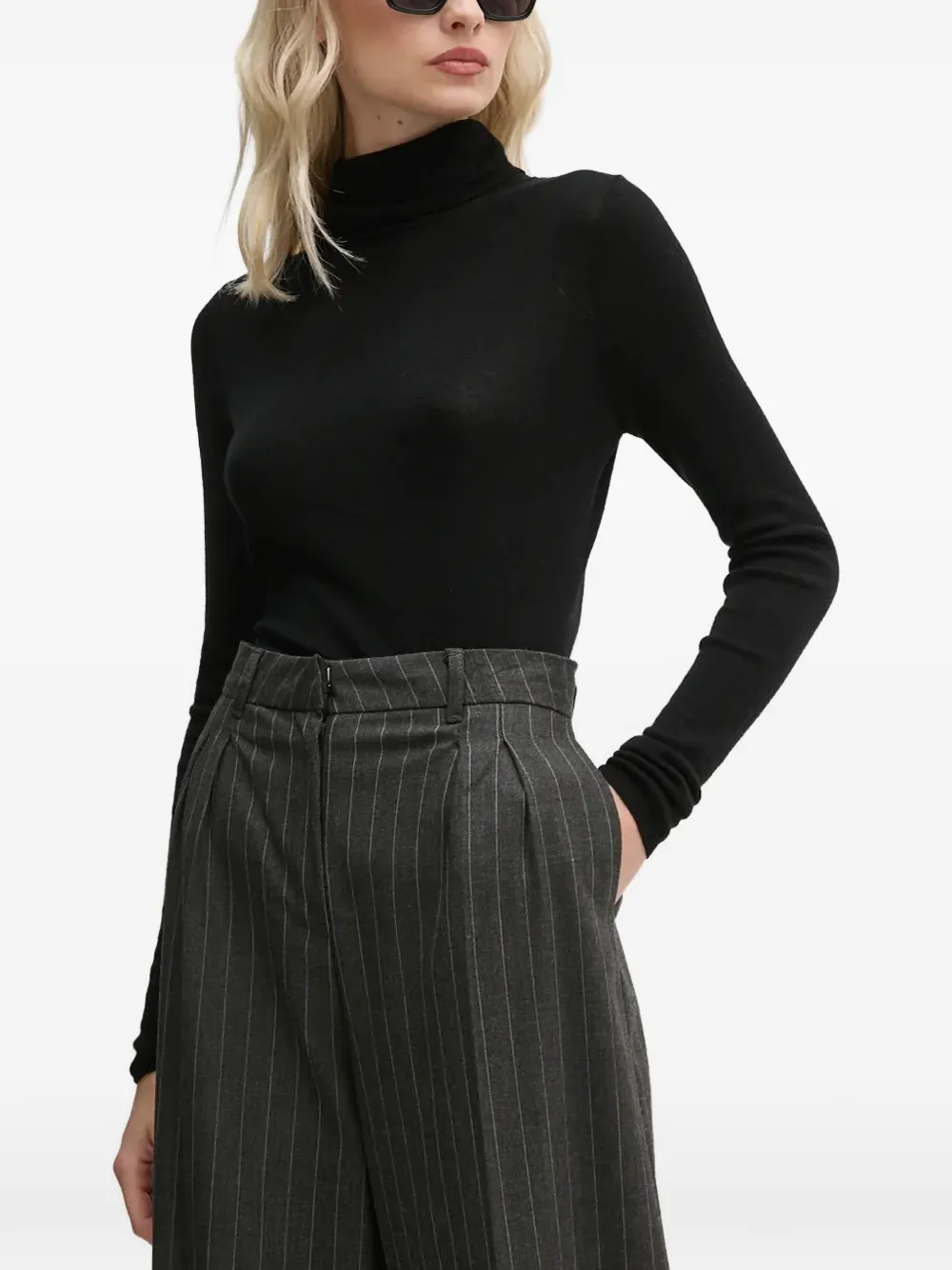 Mos Mosh Roll-neck Long-sleeve Sweater In Black