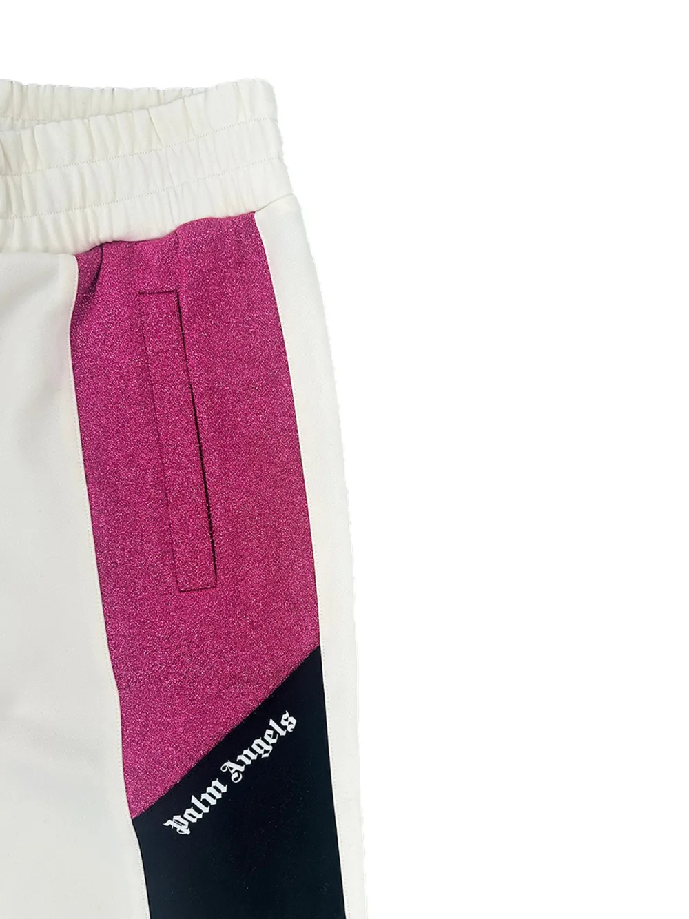 Palm Angels Geruite trainingsbroek met colourblocking Beige