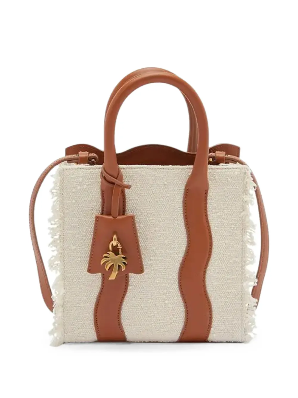 Palm Angels mini Palm Beach frayed-trim tote bag - Marrone