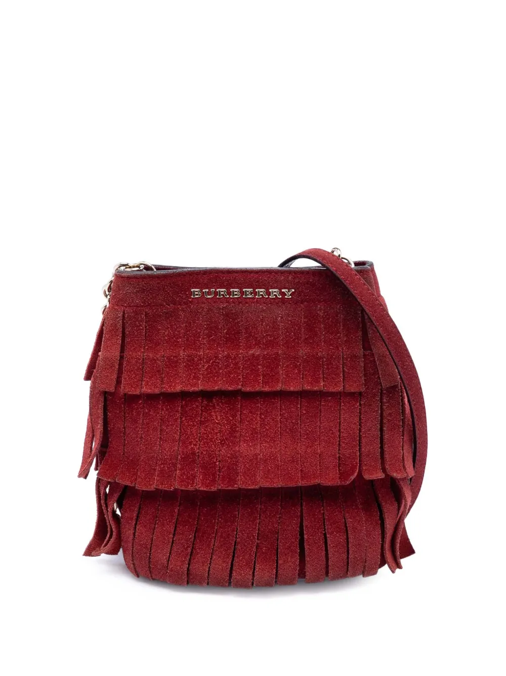 Burberry Pre-Owned 2000-2017 Mini Suede Fringe bucket bag - Rosso
