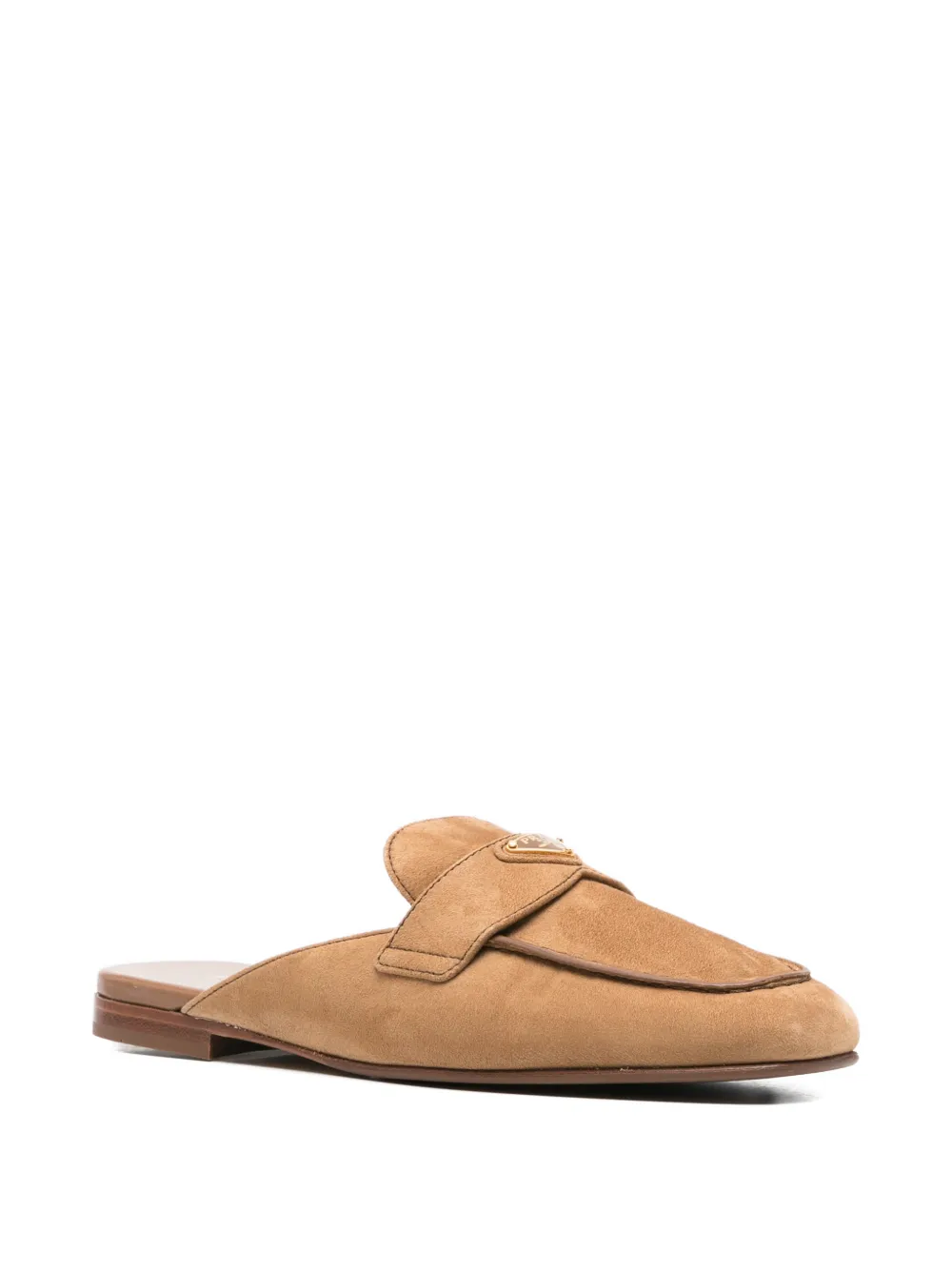Prada logo-detail flat mules Beige