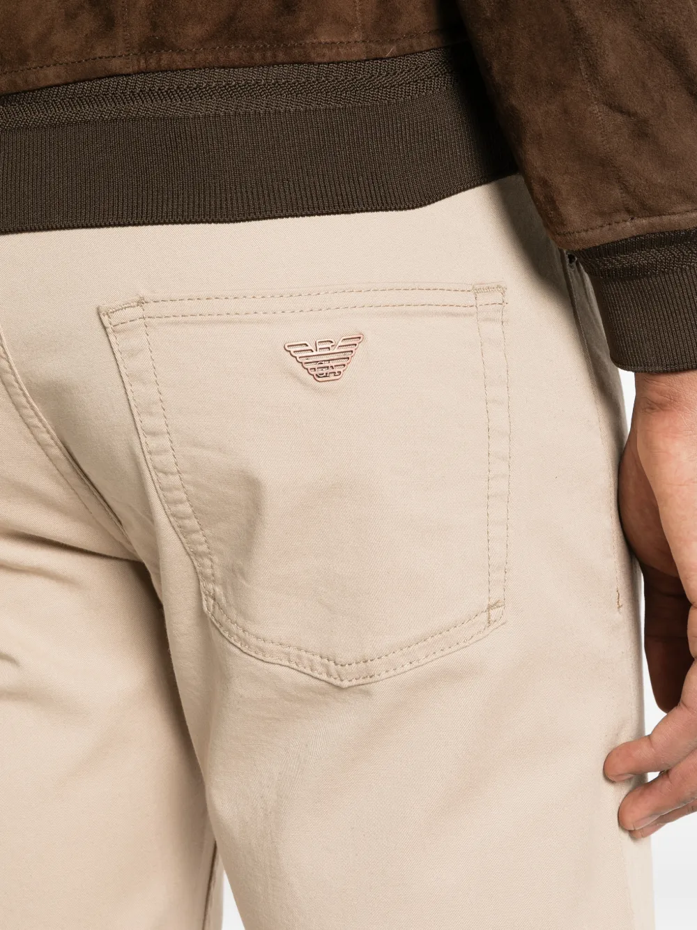 Emporio Armani Broek met logopatch Beige
