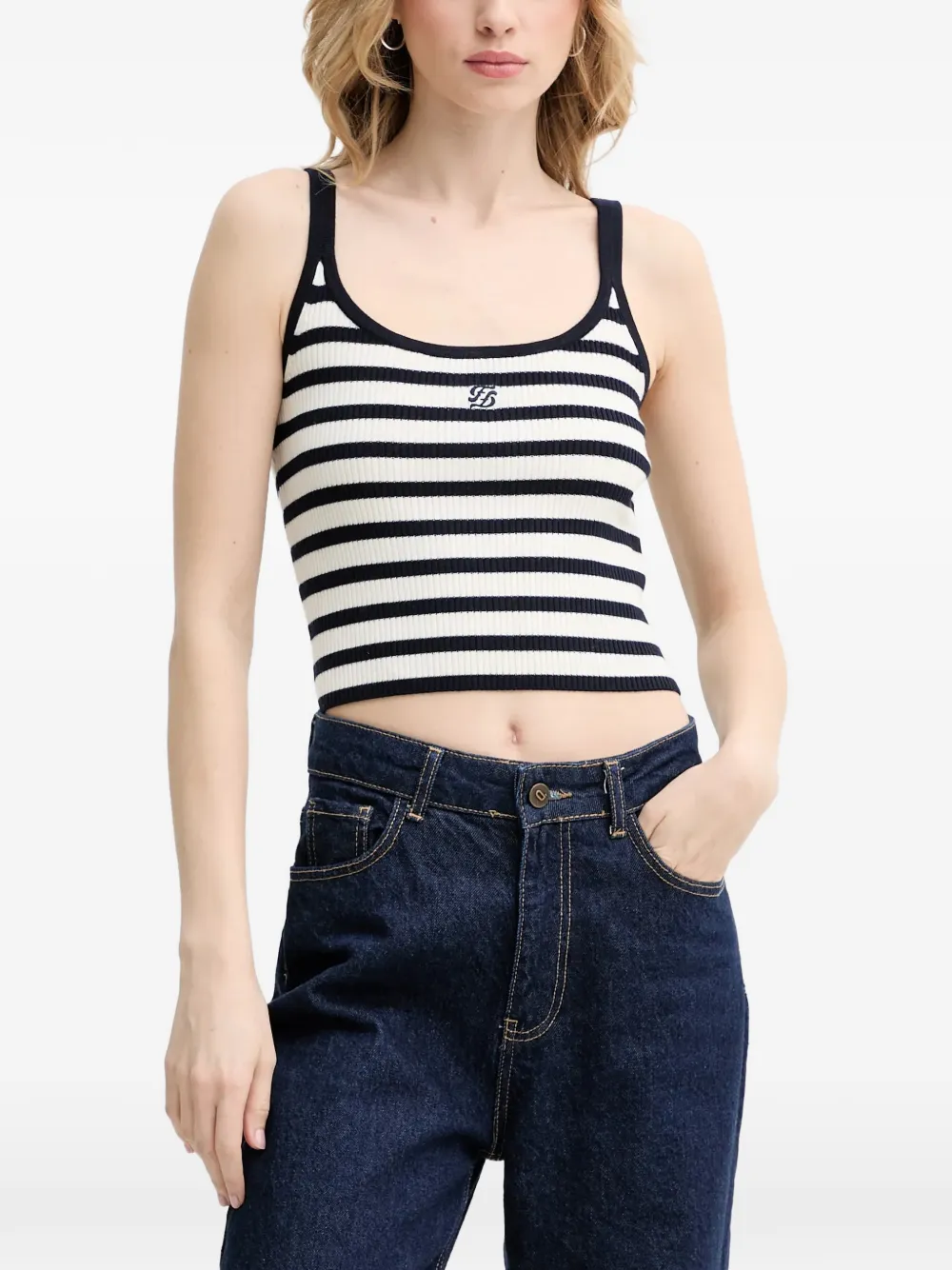 From Future Striped Top In Neutral